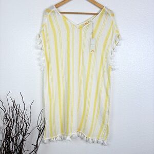 NWT C & C Linen Blend Tassel Coverup - Large